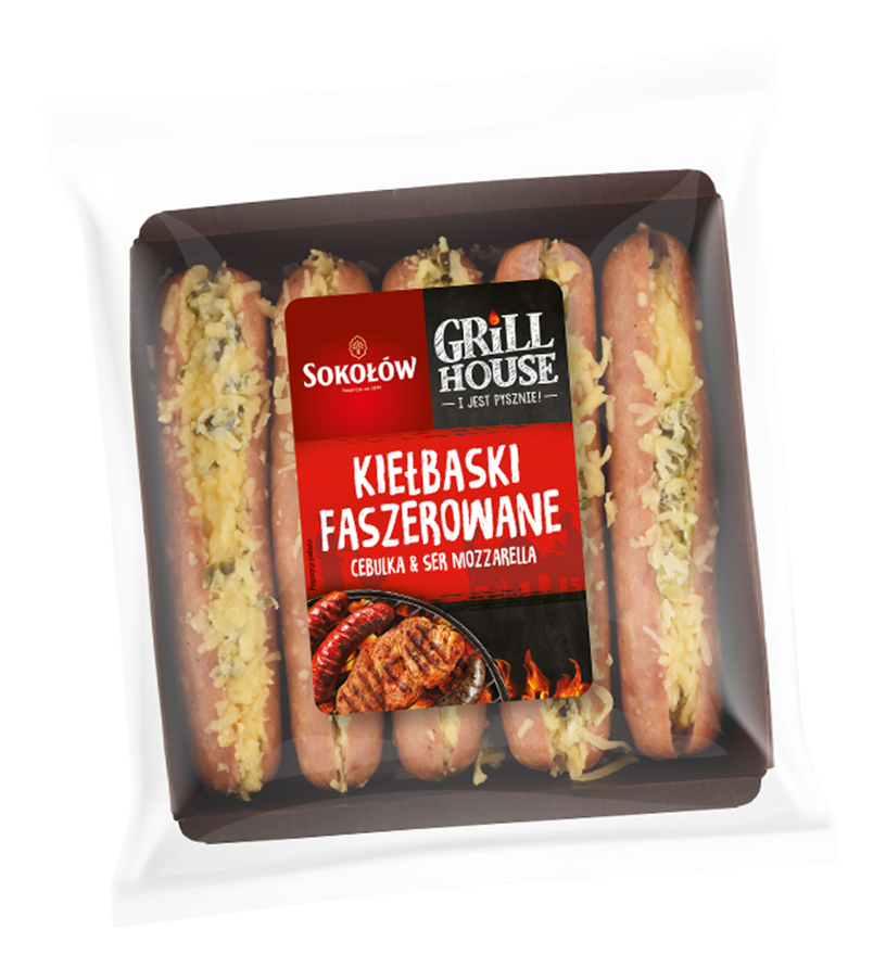 KIEŁBASKI FASZEROWANE CEBULKA I SER MOZZARELLA