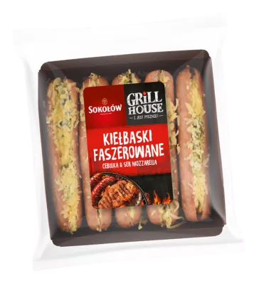 KIEŁBASKI FASZEROWANE CEBULKA I SER MOZZARELLA