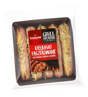 KIEŁBASKI FASZEROWANE SER CHEDDAR I PAPRYKA JALAPENO